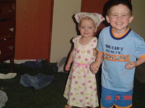 morgan and daniel - morgan playing dress up