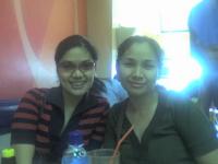 with my sister, I'm the one in red. - breakfast with my sister...