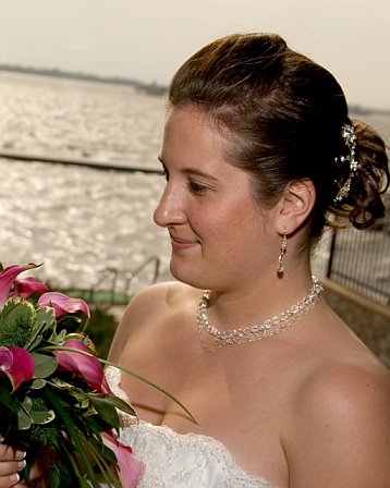 My wedding - A picture of me on my wedding day with the beautiful (but stormy) lake in the background.