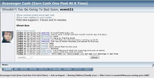 scavengercash view - This is the new forum site I have joined yesterday and got paid today for $2.36 in just 10 post. If you want to grab the opportunity, please check out my profile and click on the banner at the bottom right.