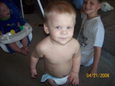 My three babies - Kip, the oldest. Sean, the toddler in nothing but a diaper as usual. And JD, the newest to the bunch.