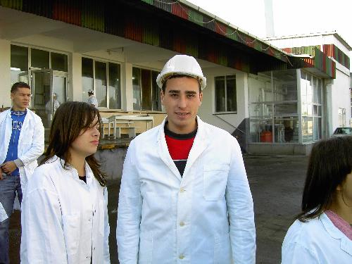 student at a milk facility - students visiting a milk facility in romania