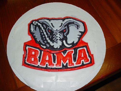 Alabama Cake - White 10 inch cake covered in buttercream icing. The Alabama logo is colorflow.