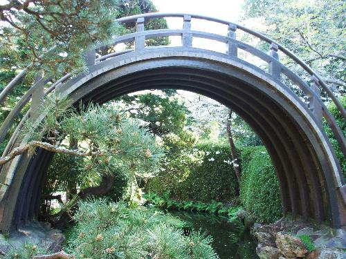 Moon Bridge - This is a photo taken of a very unique bridge located in the Japanese Tea Garden in Golden Gate Park in San Francisco, California. It is called the Moon Bridge. It is also known as a Drum Bridge in Japan. It was originally designed for people for cross over canals while still allowing barges to pass underneath. It was also considered advantageous as it did not take up space of fields on either side.