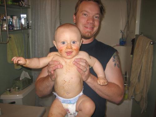 My kiddo Collin - This is my lil man bein messy.