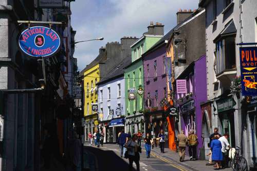A street in galway - Ireland has experienced a great economic boom during the last 15 years.