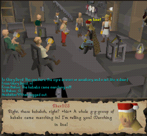 A whole group of kebabs came marching in! - Just a screenshot of the days when I used to play RuneScape.