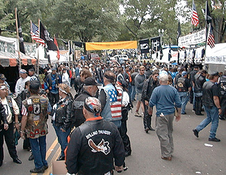 Thunder Alley at Rolling Thunder - Rolling Thunder is held every Memorial Day weekend, the Sunday before Memorial Day is observed, in Washington, DC. The run forms up at the Pentagon and goes over Memorial Bridge past the Vietnam Memorial. It is a run for POW/MIA (prisoner of war/missing in action) awareness. If you like bikes, come see it. One year we had over 600,000 bikes registered for the run. It seemed there were almost as many there as support and as onlookers. It is beautiful!