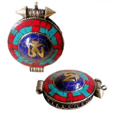 Buddhist Prayer Box - All pendant are made in Nepal by handcraft, Material:turquoise,red coral, http://www.tibet-crafts.cn
