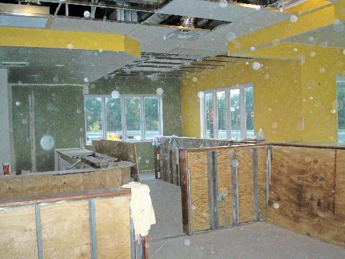 CiCis restaurant during renovation - No, those aren't orbs. They're just dust. We think. lol