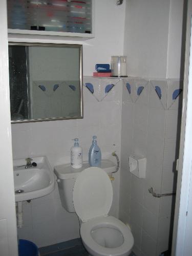 My bathroom - That's my blue soap holder with a piece of sponge at the bottom to absorb the residue and water.