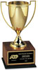 Trophy runner up - This is a photo of a award trophy cup. It is gold in color .