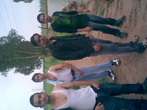 The rage gang - me in the black shirt with my friends at the pond.