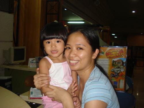 Janel and Me - This is taken in the basement of Sta. Lucia. This was when we bought our computer table.
