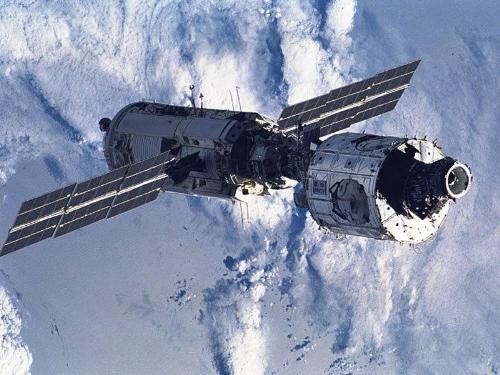 International Space Station - This is a picture taken above the ISS.