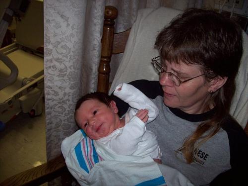 Grandma and Jordan - A picture taken the day Jordan was born with Grandma Sherri