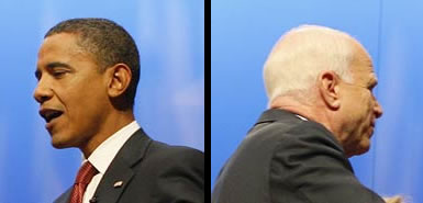 Obama and McCain - Picture of Obama and McCain facing in the opposite directions