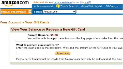 amazon gift card money - the money in my giftcard account at amazon