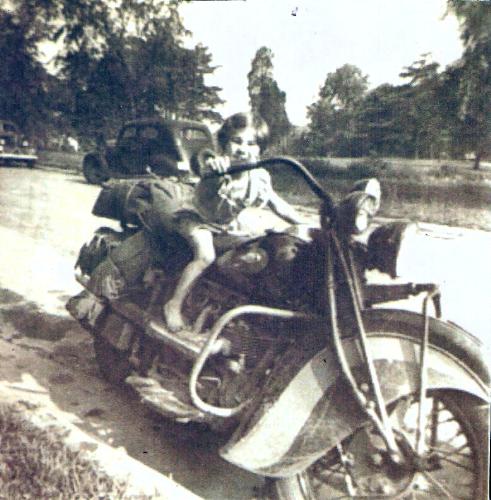 Me on my brother's bike - Taken in 1949 in Cheverly, MD. My brother's motorcycle.