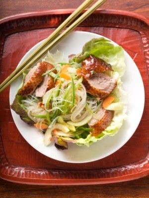 Chinese Duck - Sliced Chinese Roasted Duck on a place of lettuce - this is a great dish with rice!