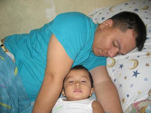 me and my son  - playing sleeping