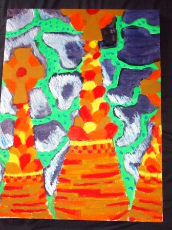 barcelona - drawing with backups of sagrada familia in barcelona