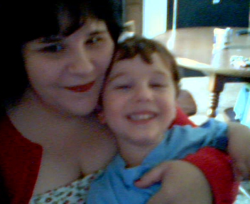 My beautiful boy and me - Pic taken with my web cam of my son and I