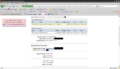 9/26/08 - Free Online Cash System - Payment Proof - My second payment from the Free Online Cash System