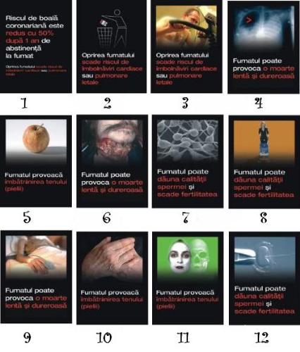 Smoking effects - Images on cigarette packs in Romania.