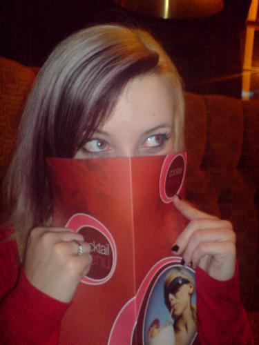Me! - Hiding behind a ccktail menu - for no particular reason!