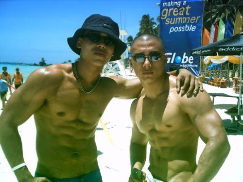 Beach bums - me and my brother enjoying the rays in Boracay