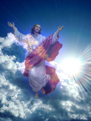 Jesus - A picture of Jesus overlaying a nice blue and cloudy sky