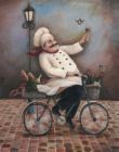Cook - Happy chef on a bike