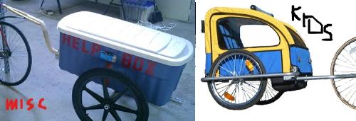 There are bicycle trailers too - There are bicycle trailers for transporting kids and other cargo on the go. Electric bikes make trailers less work, although some peddling will help battery life.