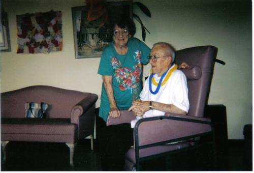 The last photo taken of my parents. - This picture was taken of Mom and Dad about two months before Dad died (Oct 2003). He was in a nursing home at that point. My daughter has the most recent photos of her on a memory card somewhere that were taken with me and my kids.