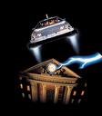 Back to the Future - The clock tower being struck by lightning as the Dalorien (don&#039;t know how to spell it) flies over head.