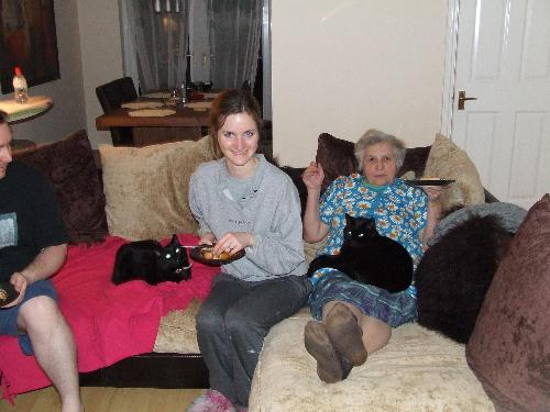 My girlfriend's sister's 2 black cats - My girlfriend's sister lives in England and has 2 black cats as you can see from the picture - i don't know how old they are but one is a male the other is a female, that i can tell you for sure.