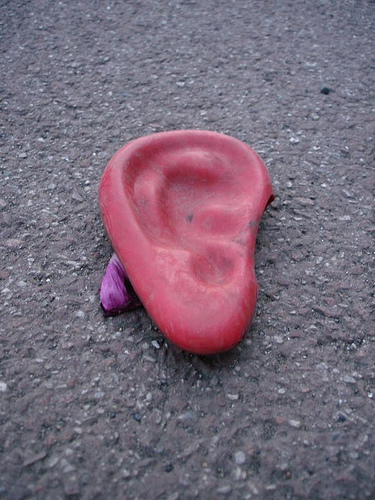 big ear - i am so listening,and my ear is big and red from listening so much!!!