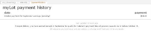 Payment Status on myLot - Finally, I made it to the minimum payout threshold and qualified for a payment. Amazing. BEST OF LUCK TO FELLOW MYLOTTERS.
