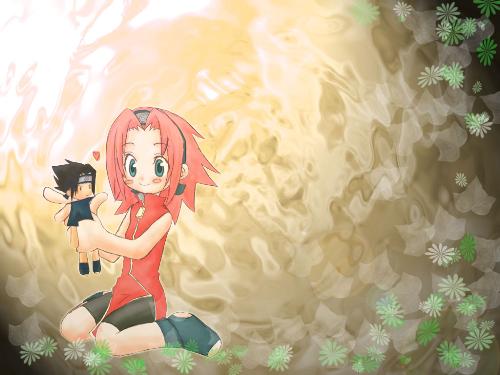 Sakura - Sakura always loved sasuke but he left her to take his vengence on his brother !! The photo shows little sakura holding sasuke toy !