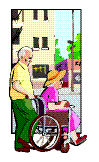 seniors at the road - 2 senior couples are along at the pedestrian crossing the main road