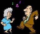 dancing elderly couples - two elderly couples are dancing together.