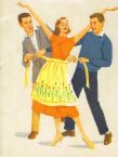A woman wearing an apron. -  This appears to be an older illustration of a woman in apron.