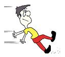 falling - this picture represents a person embarrassed by falling.
