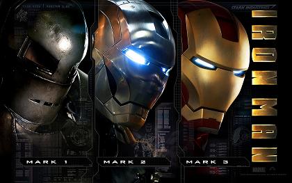 The various stages of Iron Man in the movie - Amazing how Tony Start is able to up grade the design of the Iron Man within a single movie.