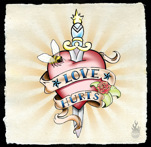 love hurts - it is a picture of a broken hearts.Love hurts.This can tell the feelings of those who had their hearts broken