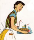A woman in apron -  A woman in an apron.