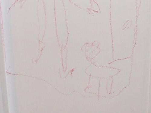 My daughter's drawing, Part 2 - My daughter drew on the wall. I thought she did a good job, so I took a picture before cleaning it off. This is part 2, showing the dog she drew.