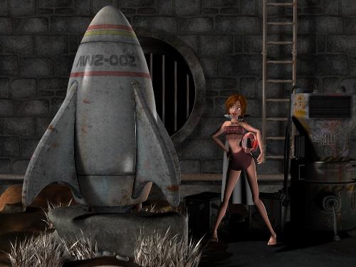 Rocket Girl - A 3d cartoon girl next to a rocket.