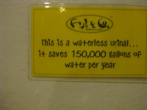 water- saving toilet - a note saying how good the toilet is. :D